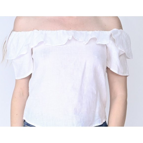 REFORMATION White Off-The Shoulder Ruffle Top - Picture 2 of 5